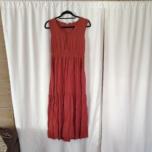 Rusttydustty  Sleeveless Maxi Dress in Rust